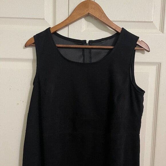 Vintage Womens Black Sleeveless Round Neck Side Slit Career Midi Dress Large - Picture 2 of 5